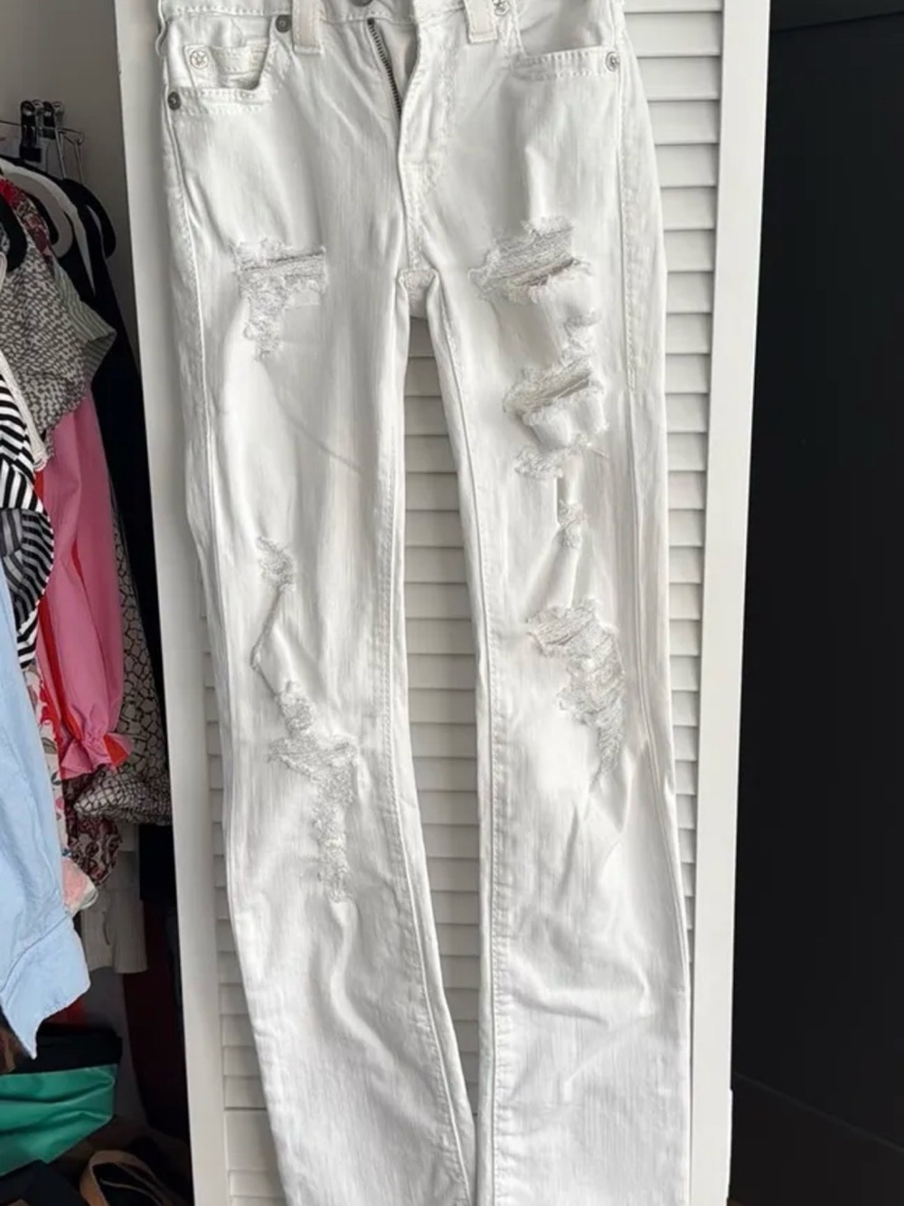 White Distressed Women's Jeans - Classic Ripped Denim